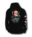 Flamingo Blossom Mens Hoodie - Black