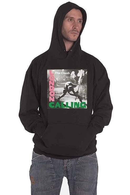 Hoodie London Calling Band Logo Official Mens Black Pullover