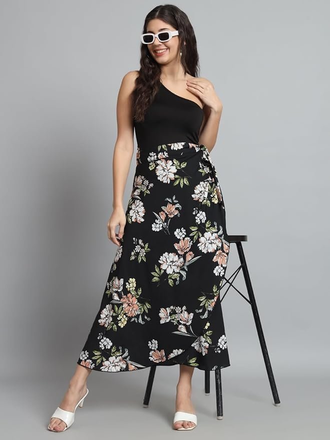 Figure Floral Print Wrap Around Skirt for Women & Girls, Printed Skirt for Women Western Wrap Around for Girls - Image 6