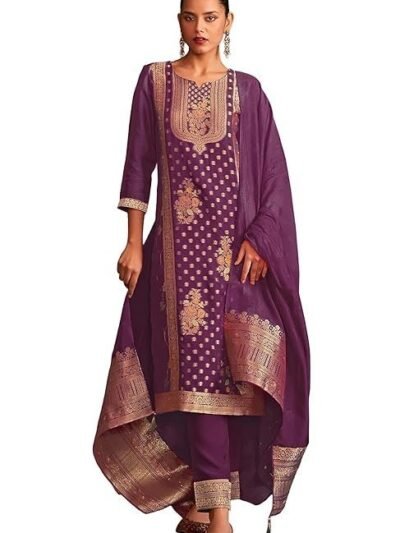 Women's Organza Jacquard Straight Kurta Set