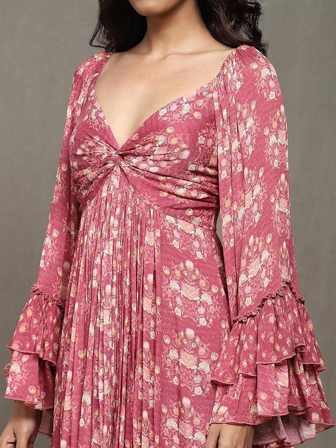 Kumar Pink Block Print Long Dress - Image 2